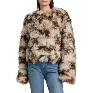 NEW ULLA JOHNSON irina reversible short shearling coat in pietra